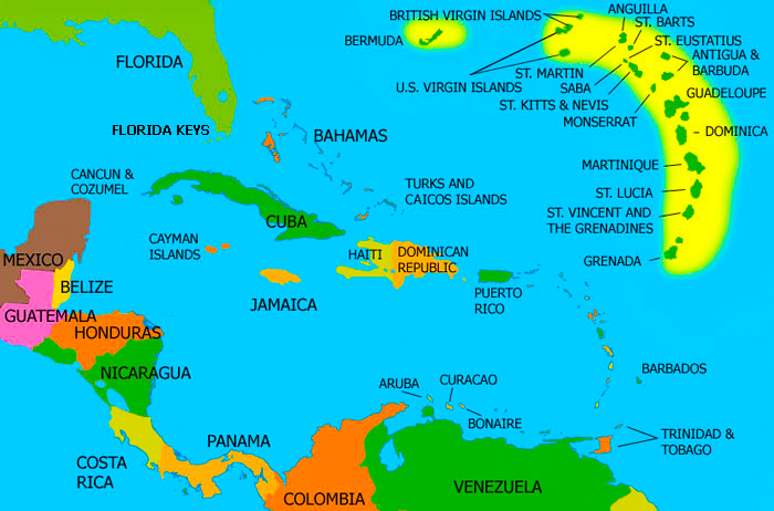 Caribbean Cities Map