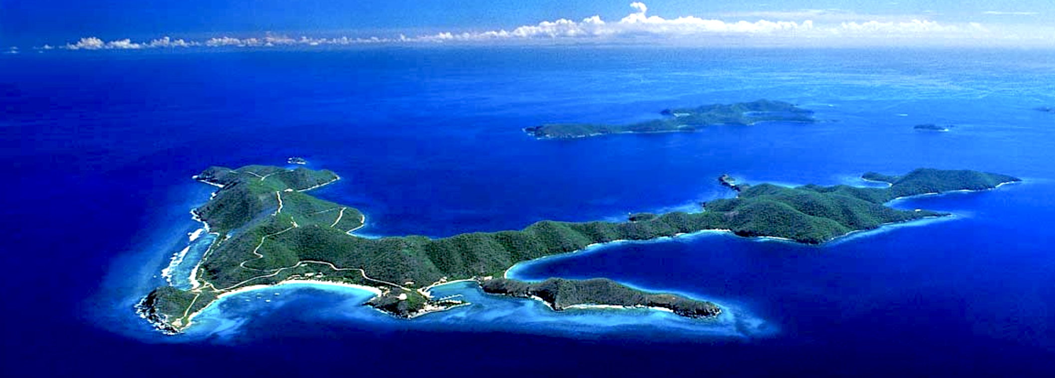 Aerial view of Peter Island and Norman Island off the coast of the BVI