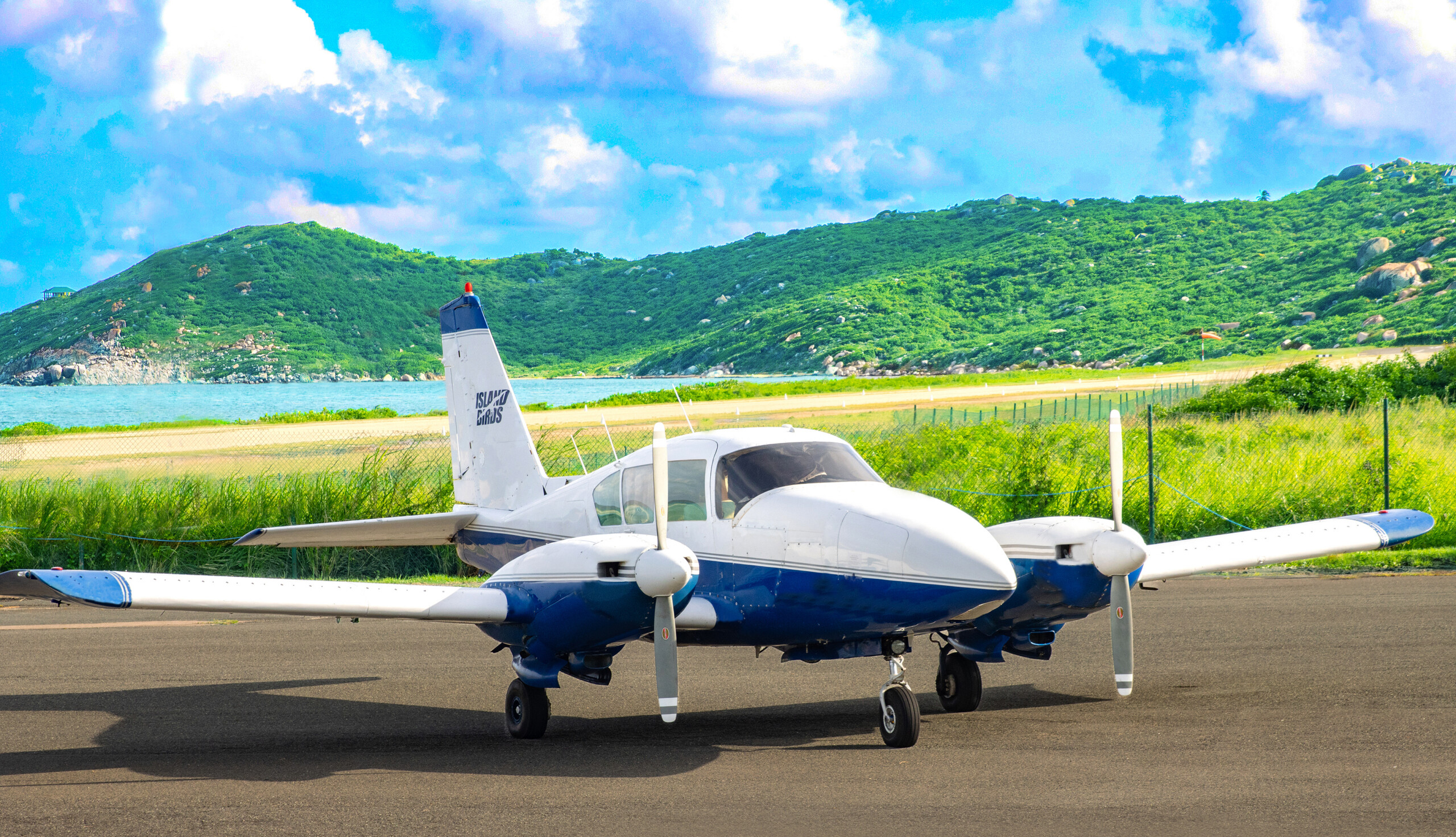 Island Birds Piper Aztec on the ramp at Virgin Gorda Airport