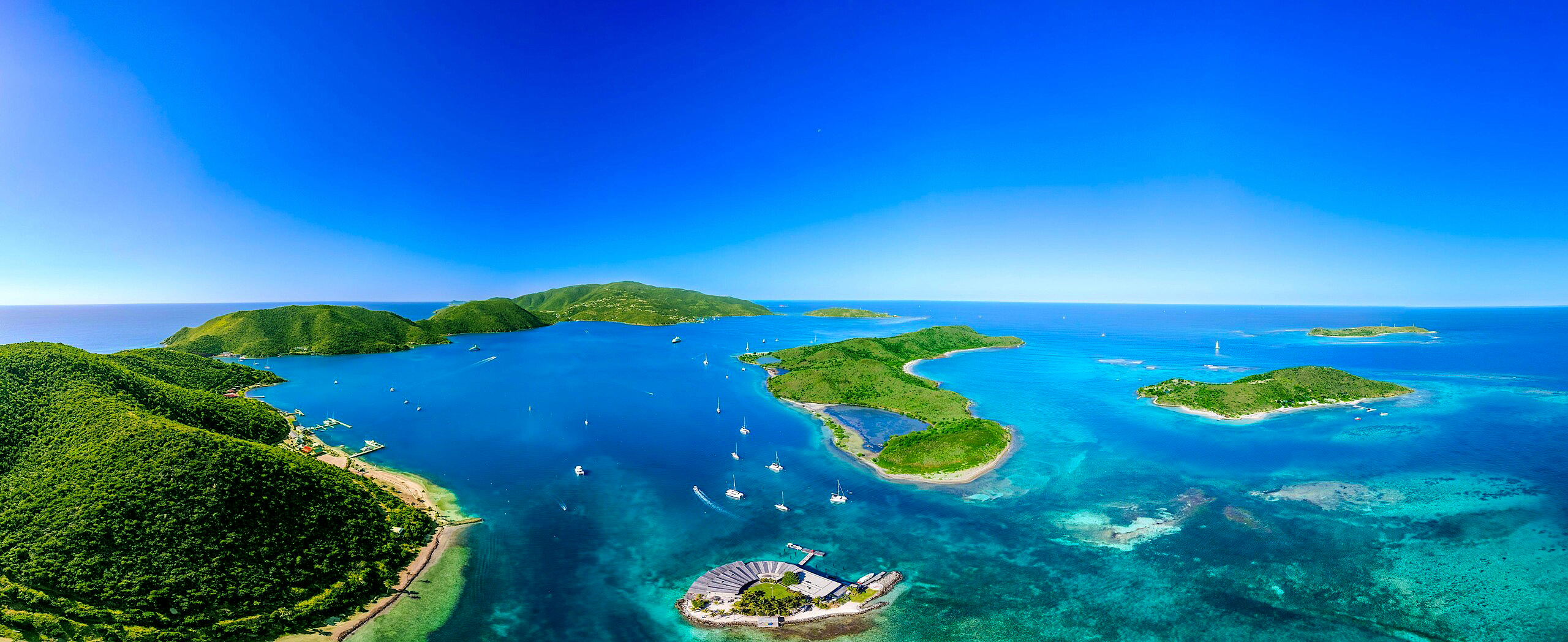 Spectacular aerial view of the British Virgin Islands from an Island Birds aircraft