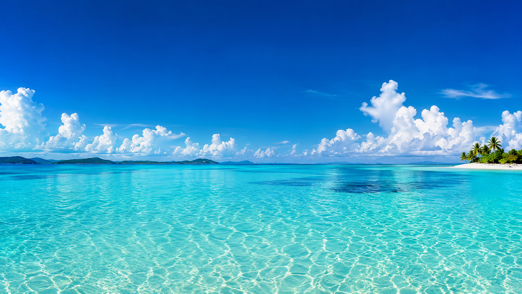 Spectacular Caribbean paradise with turquoise water, tropical islands and white sand beach