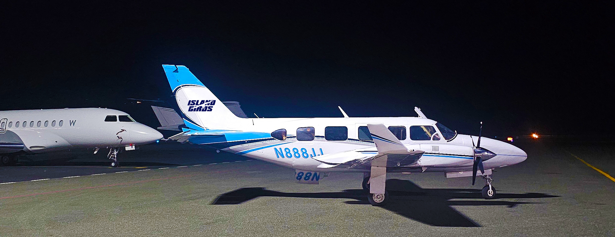 Island Birds private aircraft ready for a private flight from St. Thomas to Tortola